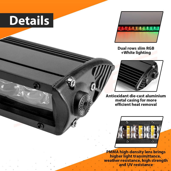 2022 - 2025 Polaris RZR PRO R / PRO R 4 Roof 42" Curved RGBW Flood LED Light Bar - WeiSen - 80101030+70202022+80206007
