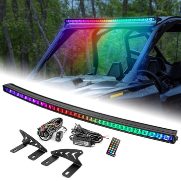 2022 - 2025 Polaris RZR PRO R / PRO R 4 Roof 42" Curved RGBW Flood LED Light Bar - WeiSen - 80101030+70202022+80206007