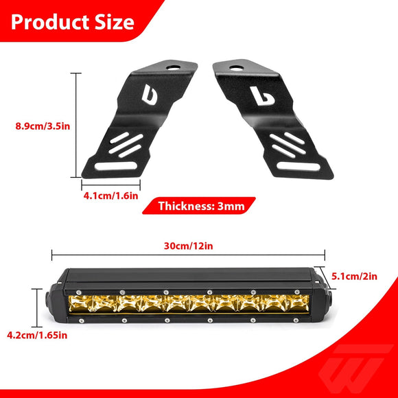 2022 - 2025 Polaris RZR PRO R UTV 12" Amber Single - row Straight Hood Light Bar Kit - WeiSen - 8011200102