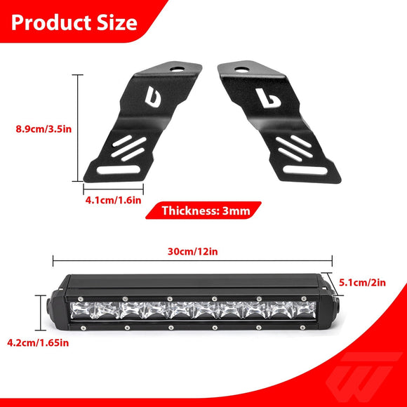 2022 - 2025 Polaris RZR PRO R UTV 12" White Single - row Straight Hood Light Bar Kit - WeiSen - 8011200101