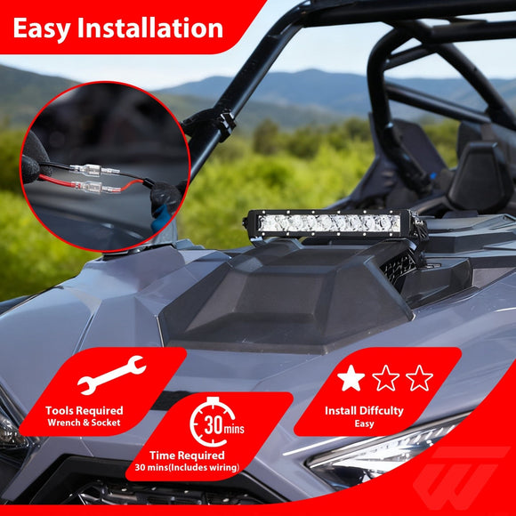 2022 - 2025 Polaris RZR PRO R UTV 12" White Single - row Straight Hood Light Bar Kit - WeiSen - 8011200101
