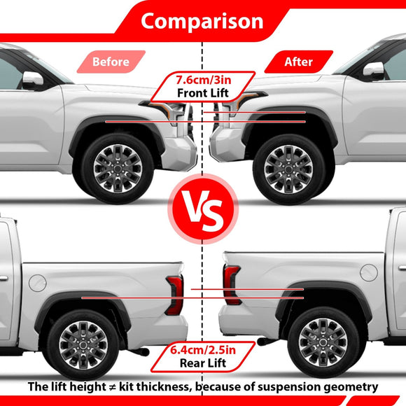 2022 - 2026 Toyota Tundra 4WD / RWD Models Heavy Duty Steel Front 3" + Rear 2.5" Suspension Leveling Kit - WeiSen - 70401045