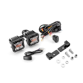 2022+ Polaris RZR Pro R 2/4 Rear White & Amber 3" LED Strobe Light Pods W/ Wiring Harness Kit - WeiSen - 80104009+70201007