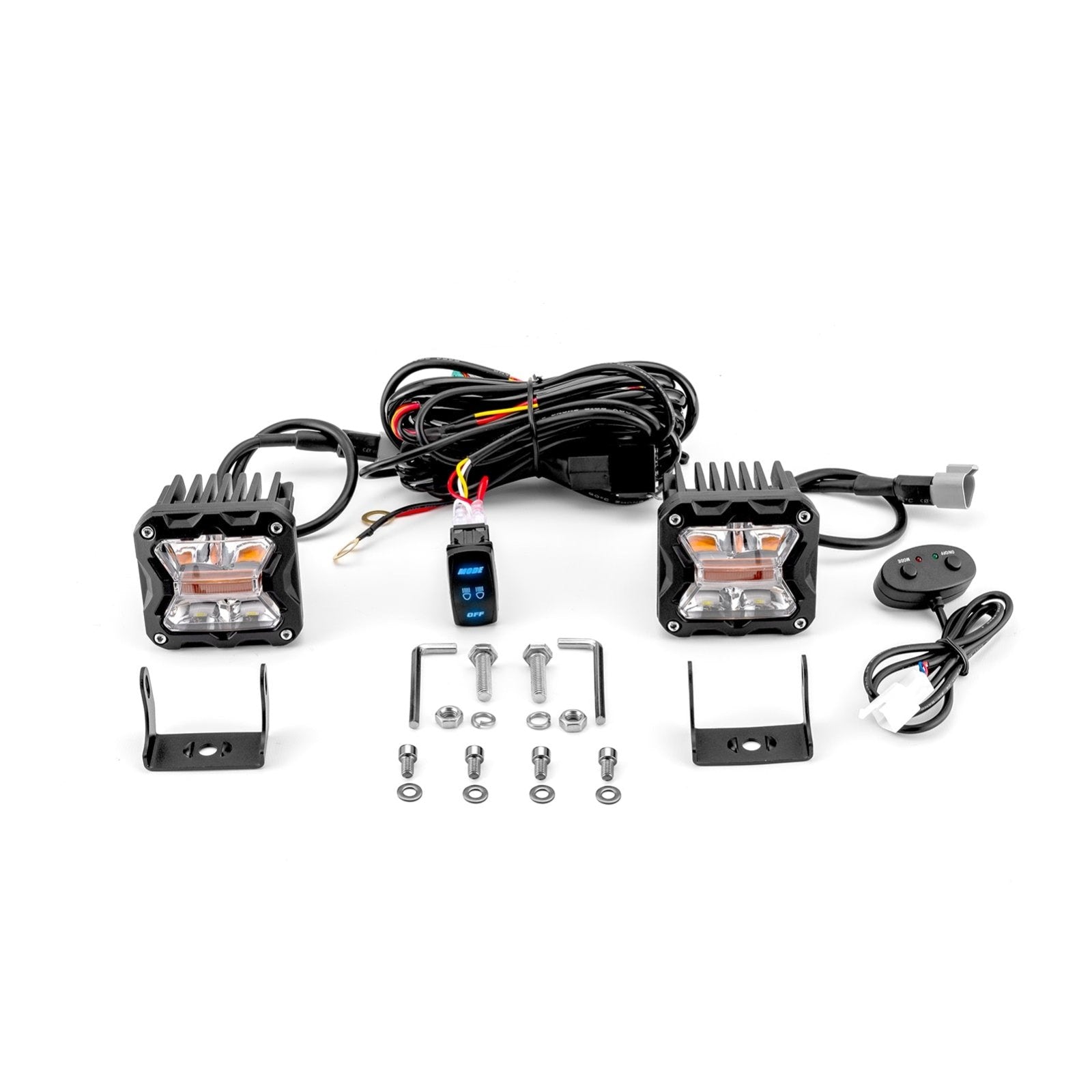 2022+ Polaris RZR Pro R 2/4 Rear White & Amber 3" LED Light Pods W/ Wiring Harness Kit - Weisen