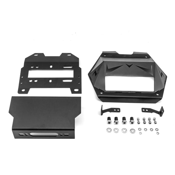2022+ Polaris RZR Turbo R Pro R Heavy Duty Steel Winch Mounting Bracket w/ Metal Cover Panel - WeiSen - 80106024