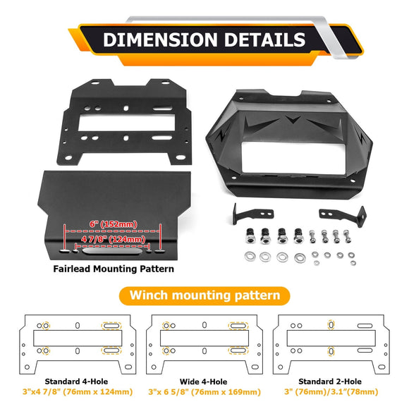 2022+ Polaris RZR Turbo R Pro R Heavy Duty Steel Winch Mounting Bracket w/ Metal Cover Panel - WeiSen - 80106024