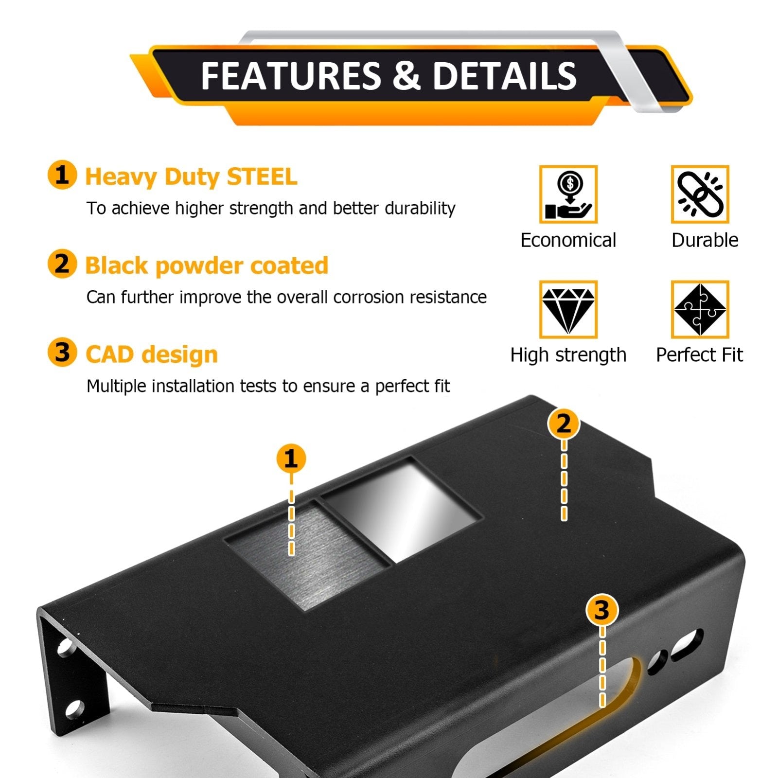 2022+ Polaris RZR Turbo R Pro R Heavy Duty Steel Winch Mounting Bracket w/ Metal Cover Panel - Weisen