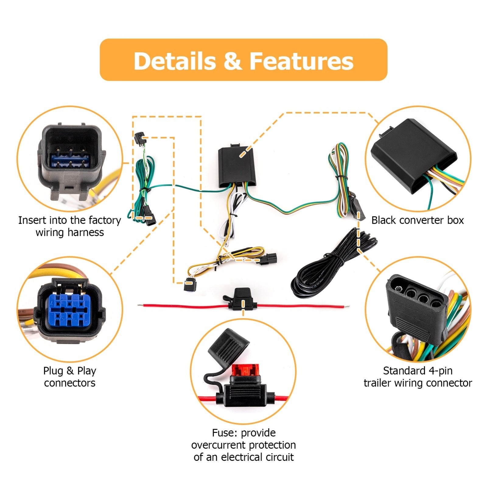 2023 - 2024 Kia Telluride LX/S SMT Circuitry Plug & Play 4 - Pin Trailer Wiring Harness Kit | Connect Trailer Taillight Brake Turn Signal Light - Weisen