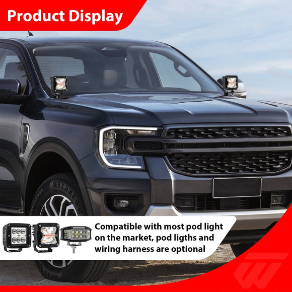 2023 - 2025 Ford Ranger Bolt - On Heavy - Duty Steel Hood Hinge LED Ditch Light Mount Bracket - WeiSen - 70104077