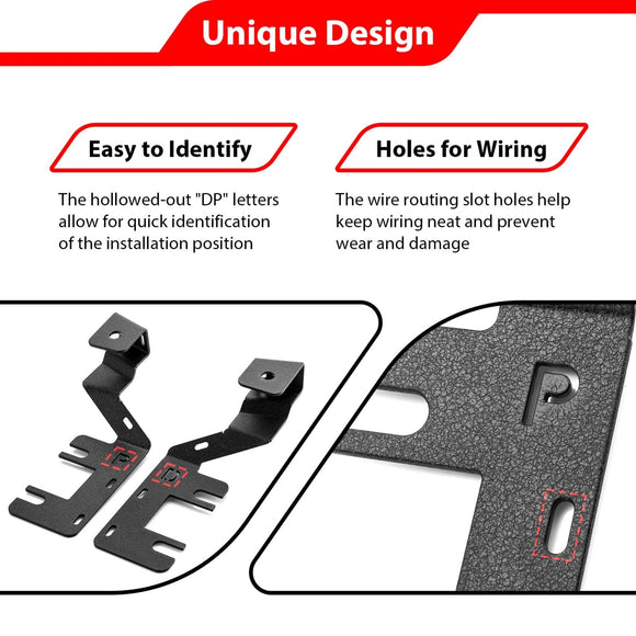 2023 - 2025 Ford Ranger Bolt - On Heavy - Duty Steel Hood Hinge LED Ditch Light Mount Bracket - WeiSen - 70104077