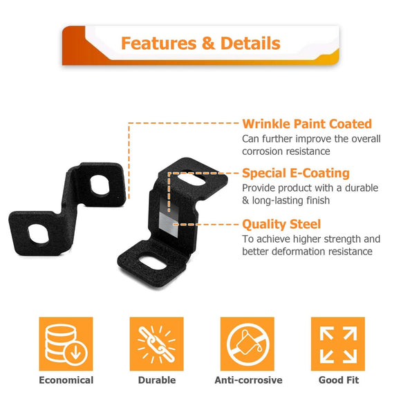 2023 - 2025 Ford Super Duty F250/350/450 Heavy - Duty Steel Hood Hinge LED Ditch Light Bracket - WeiSen - 70104066