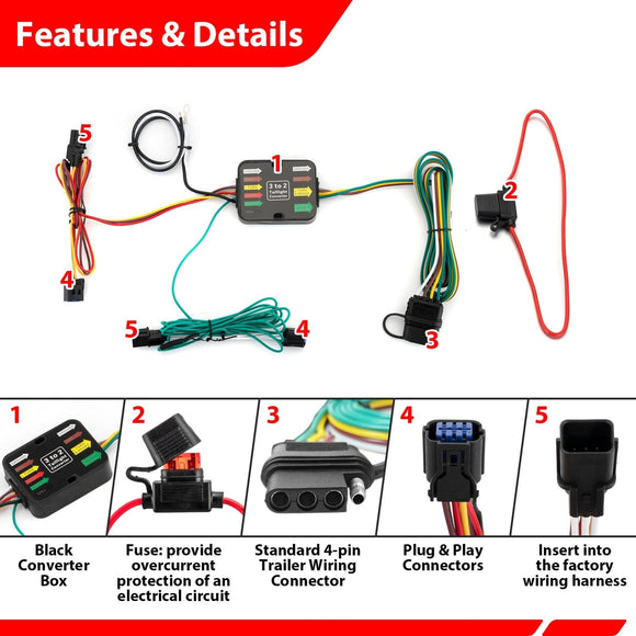 2023 - 2025 Hyundai Palisade Vehicle - Side Custom 4 - Pin Trailer Wiring Harness With Plug&Play Connector - WeiSen - 70206089