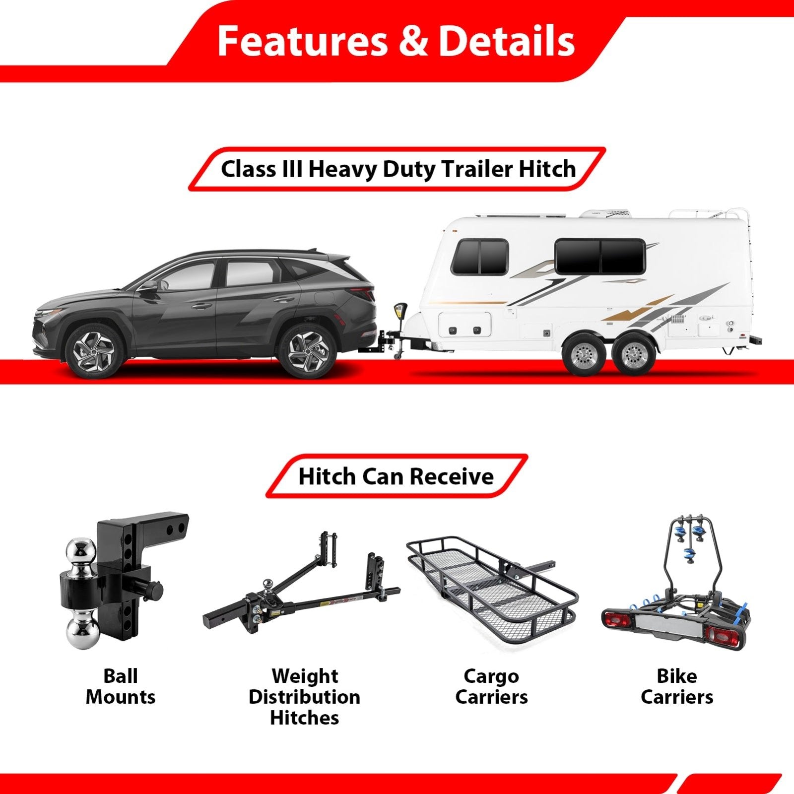 2023 - 2026 Kia Sportage & Hyundai Tucson Heavy Duty Steel Class 3 Trailer Hitch 2