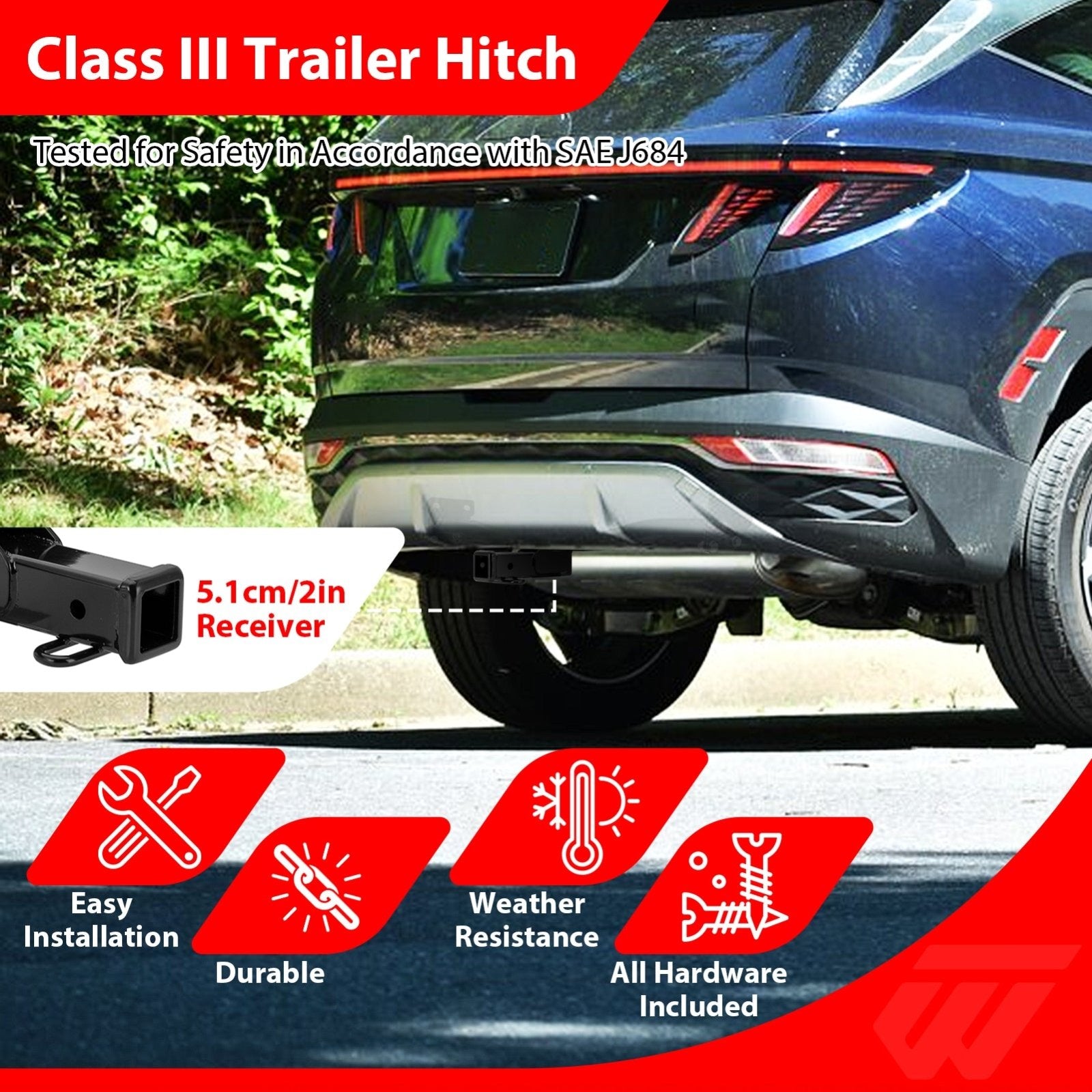 2023 - 2026 Kia Sportage & Hyundai Tucson Heavy Duty Steel Class 3 Trailer Hitch 2
