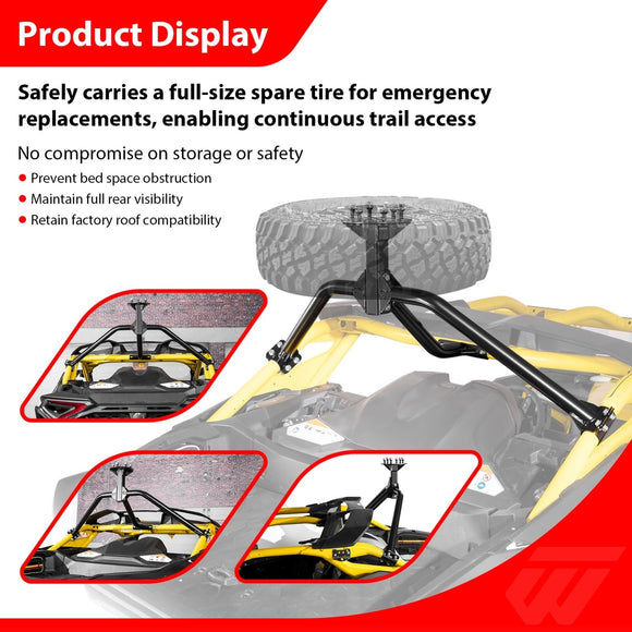 2024 - 2025 Can Am Maverick R/ R Max UTV Spare Tire Mount Carrier | Fits 6x139.7mm/6x5.5" Wheels - WeiSen - 80111004
