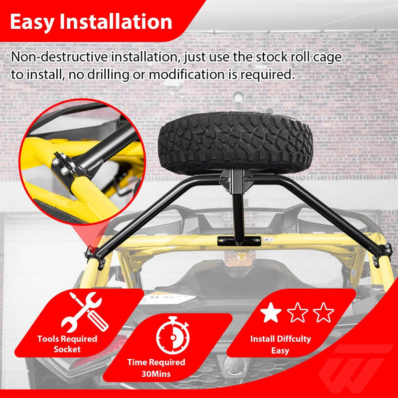 2024 - 2025 Can Am Maverick R/ R Max UTV Spare Tire Mount Carrier | Fits 6x139.7mm/6x5.5" Wheels - WeiSen - 80111004