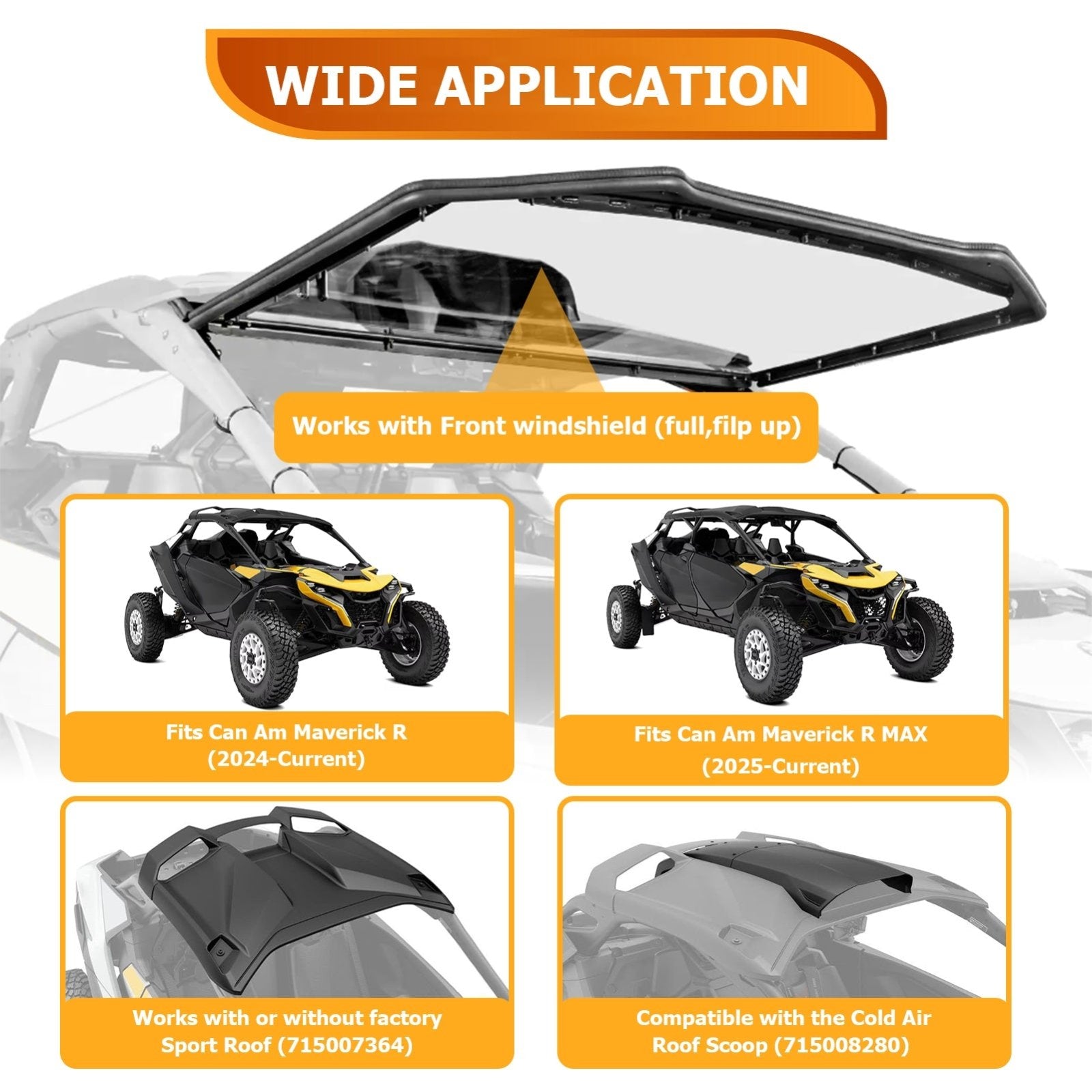 2024 - 2025 Can Am Maverick R Upper Windshield 42" 240W Curved LED Work Light Bar Kit - Weisen