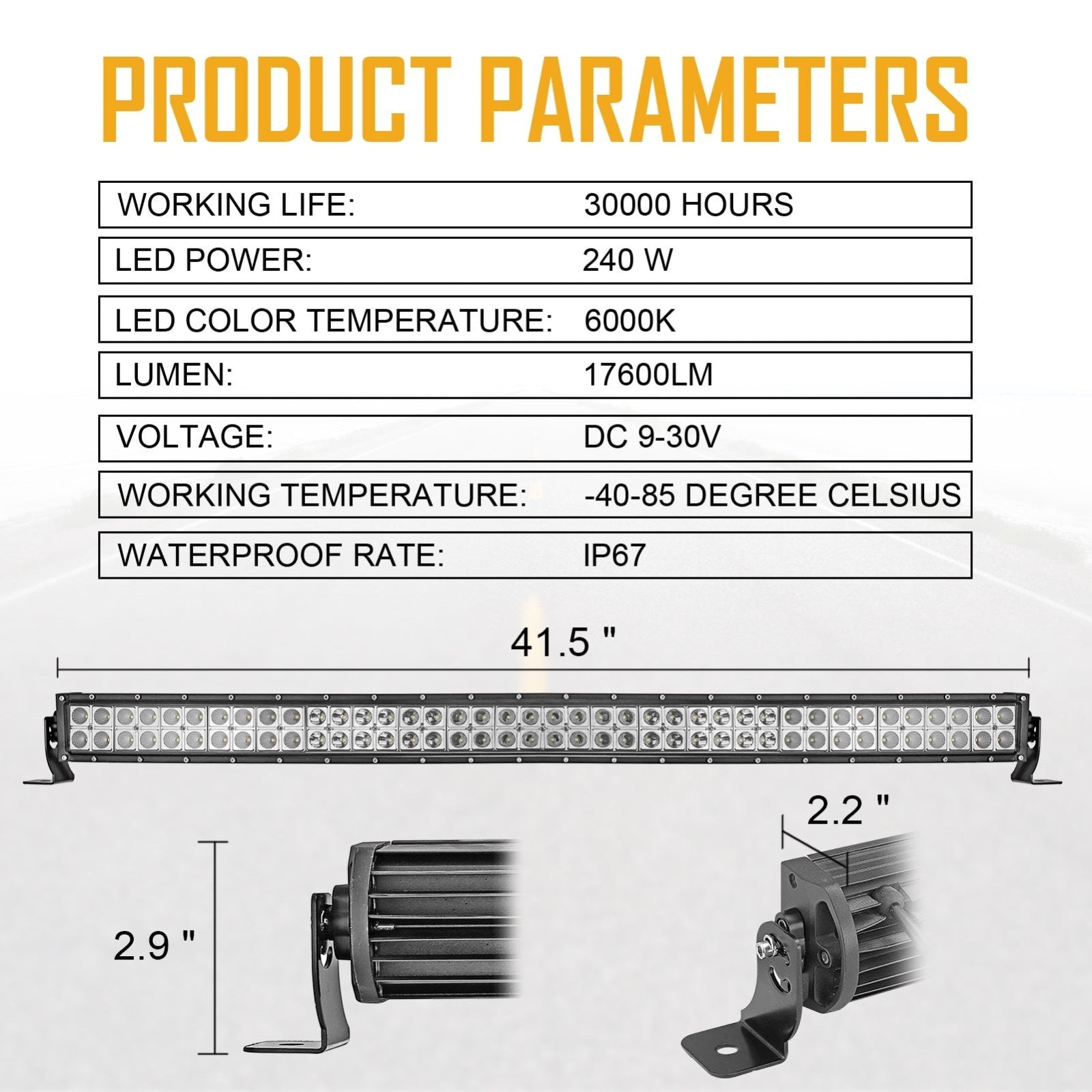 2024 - 2025 Can Am Maverick R Upper Windshield 42" 240W Curved LED Work Light Bar Kit - Weisen