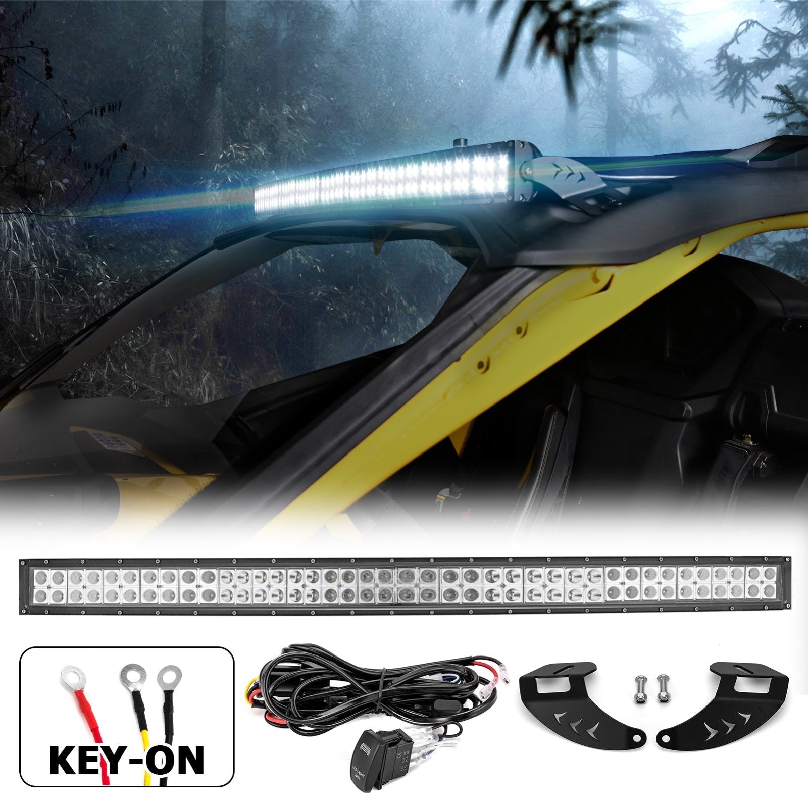 2024 - 2025 Can Am Maverick R Upper Windshield 42" 240W Curved LED Work Light Bar Kit - Weisen