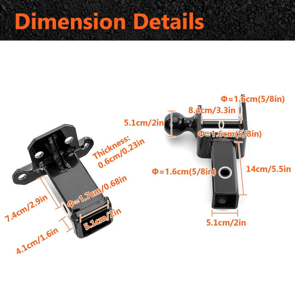 2024 - 2025 Can Am Maverick R UTV Rear Receiver Hitch Kit w/ 2 - Inch Trailer Hitch 3 - in - 1 Ball Mount 3/4" D - ring 5/8" Lock Pin Tightener - WeiSen - 8010702301
