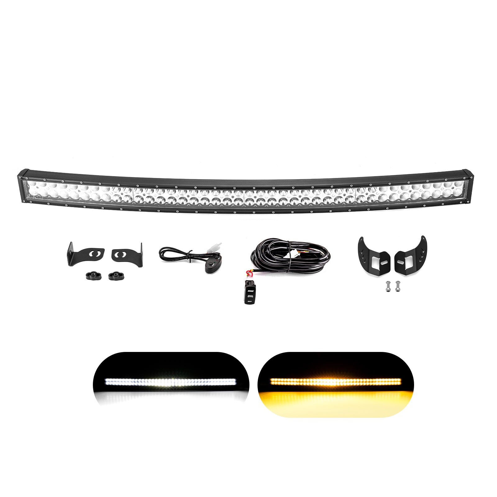 2024 - 2025 Can Am Maverick R/Max Amber&White Strobe Roof 42" Dual Row Curved 240w LED Light Bar Kit - Weisen