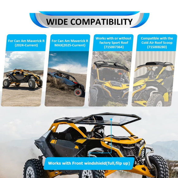 Amber&White Strobe Roof 42" Curved LED Light Bar Kit for 2024 - 2025 Can Am Maverick R/R Max - WeiSen - 80101032+70202020