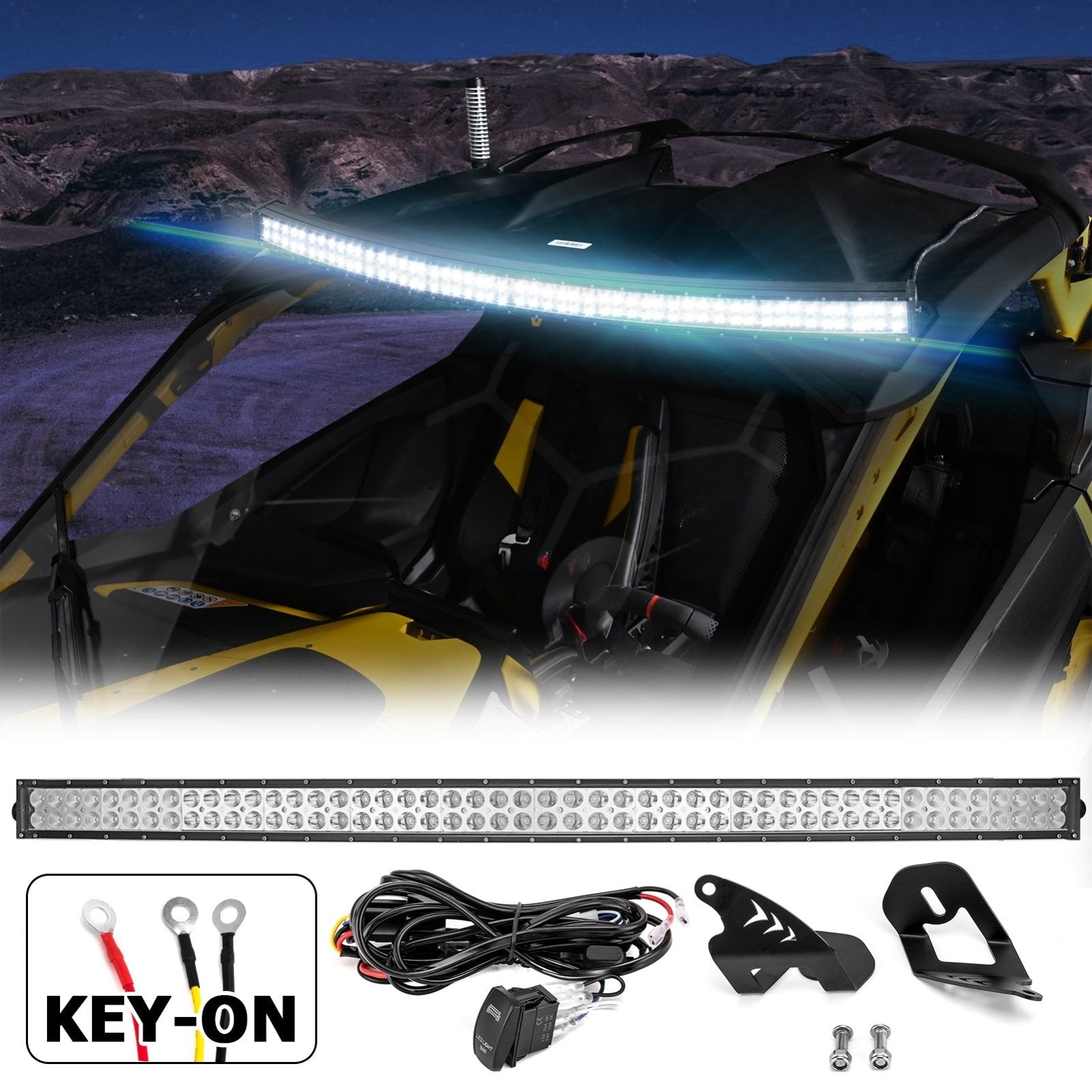 2024 - 2025 Can Am Maverick R/Max Upper Windshield 50" 288W Curved LED Light Bar Kit - Weisen