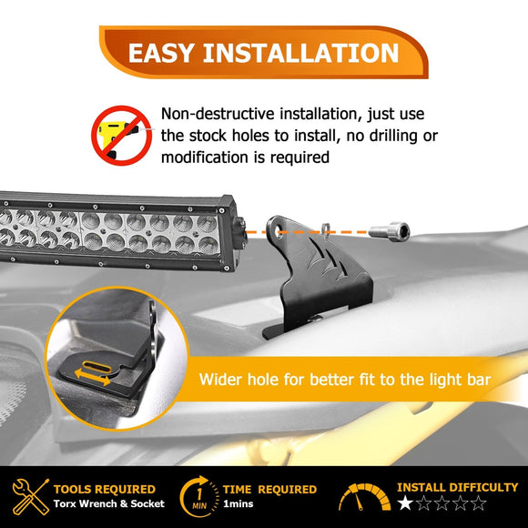 2024 - 2025 Can Am Maverick R/Max Upper Windshield 50" 288W Curved LED Light Bar Kit - WeiSen - 80101033+70202010+80206026