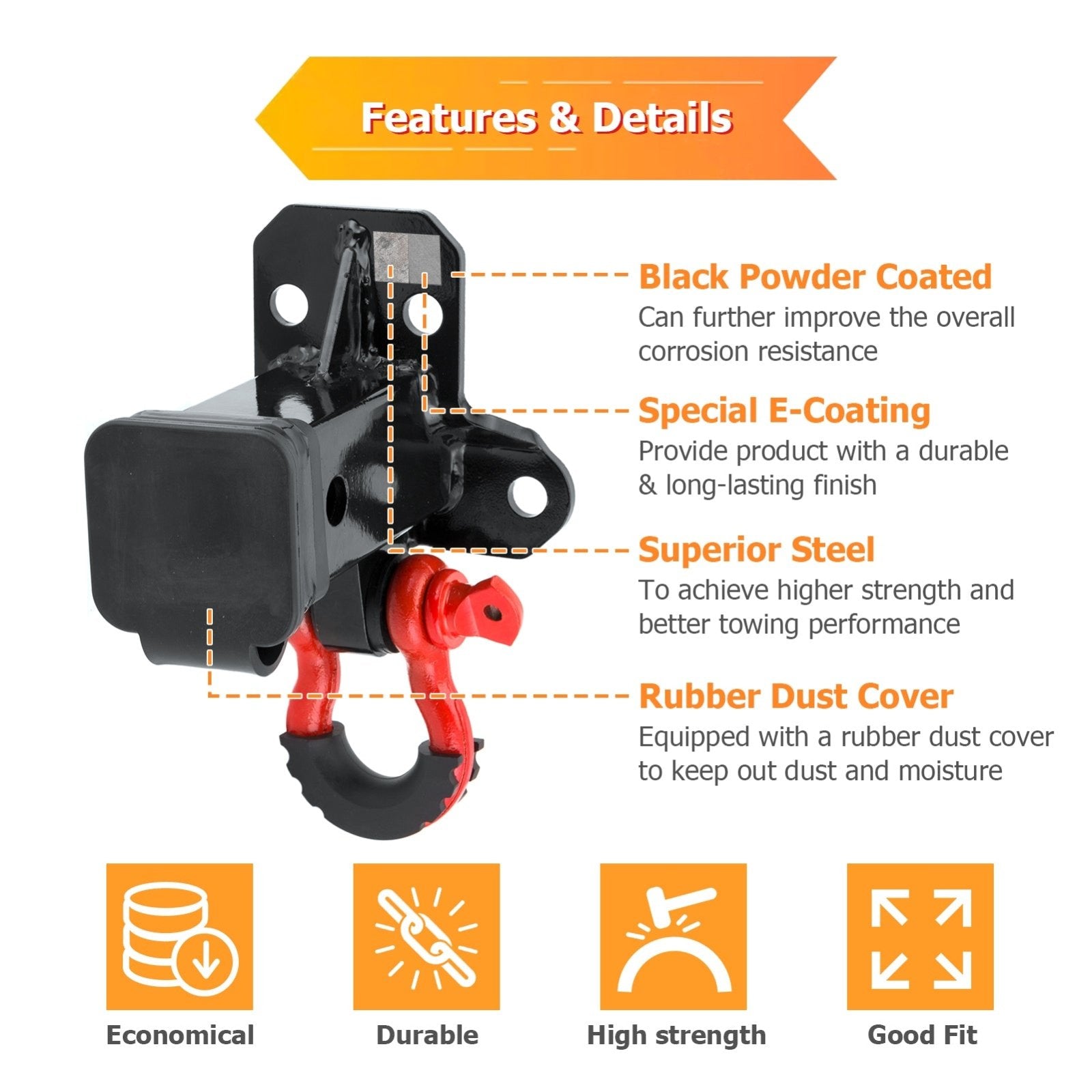 2024 - 2025 Can Am Maverick R/R Max Heavy - duty Steel Rear Towing Trailer Hitch with 3/4" D - ring - Weisen