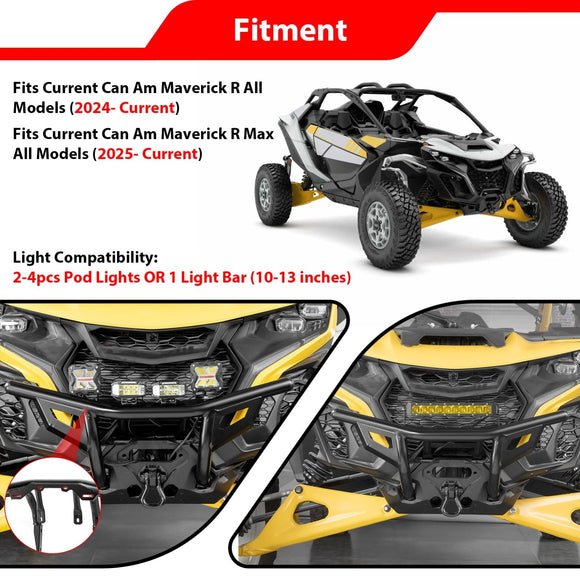 2024 - 2025 Can Am Maverick R/R Max UTV One - Piece Front Bumper | Bolt - On | Heavy - Gauge Steel Tubing - WeiSen - 80306013