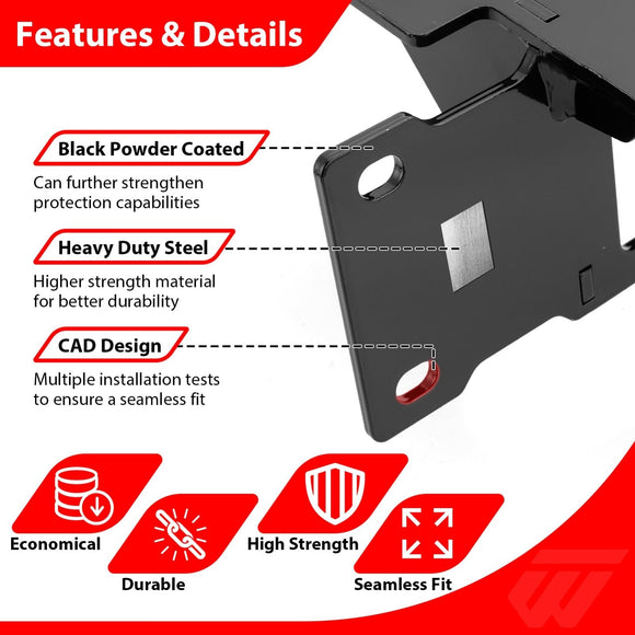 2024 - 2025 Kawasaki Ridge/ Ridge XR Heavy Duty Steel No Drill Winch Mounting Plate - WeiSen - 80106046
