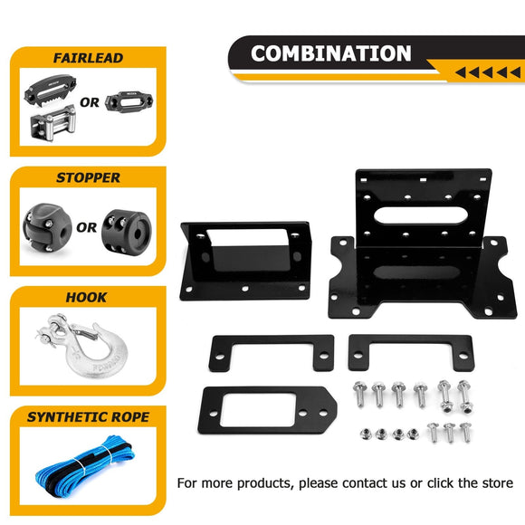 2024 - 2025 Polaris Ranger XD 1500 Black 3/16" Heavy Duty Steel Winch Mounting Bracket/Winch Mounting Plate - WeiSen - 80106042