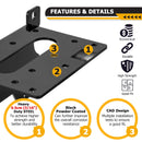 2024 - 2025 Polaris Ranger XD 1500 Black 3/16" Heavy Duty Steel Winch Mounting Bracket/Winch Mounting Plate - WeiSen - 80106042
