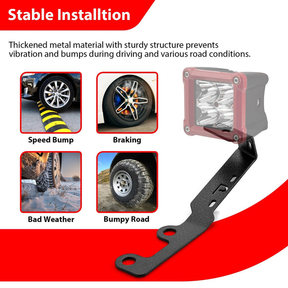 2024 - 2025 Toyota Tacoma Bolt - On Heavy Duty Steel Hood Hinge Ditch Light Bracket - WeiSen - 70104076