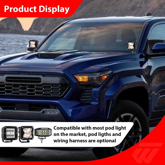 2024 - 2025 Toyota Tacoma Bolt - On Heavy Duty Steel Hood Hinge Ditch Light Bracket - WeiSen - 70104076