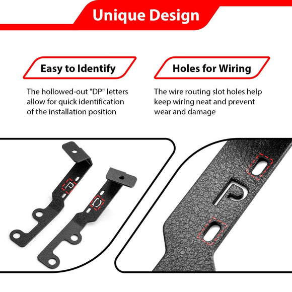 2024 - 2025 Toyota Tacoma Bolt - On Heavy Duty Steel Hood Hinge Ditch Light Bracket - WeiSen - 70104076