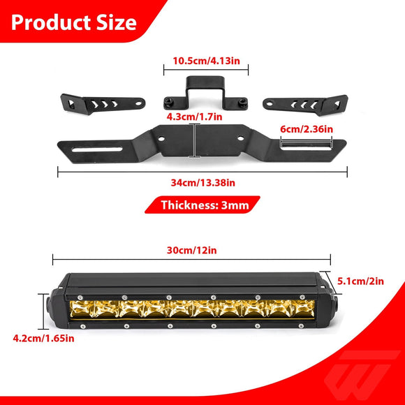 2024 - 2026 Can Am Maverick R / 2025 - 2026 Maverick R Max Amber UTV 12" Single - row Straight Hood Light Bar Kit - WeiSen - 8011200202