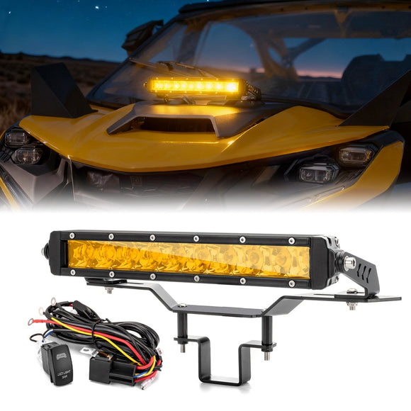 2024 - 2026 Can Am Maverick R / 2025 - 2026 Maverick R Max Amber UTV 12" Single - row Straight Hood Light Bar Kit - WeiSen - 8011200202