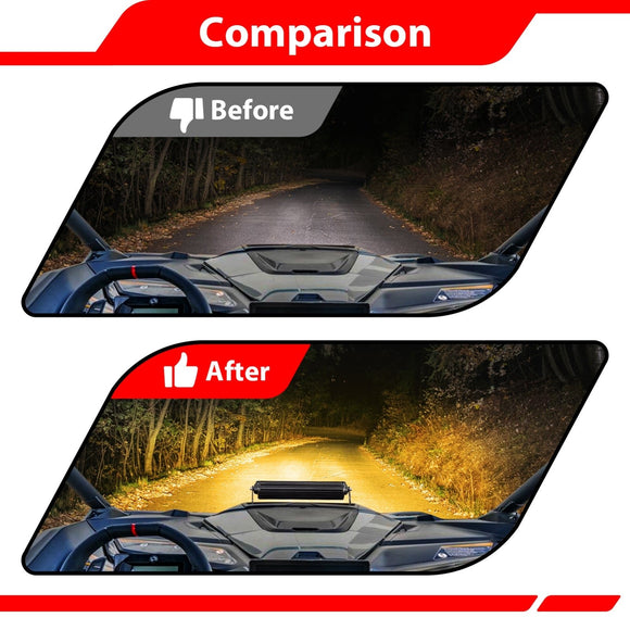 2024 - 2026 Can Am Maverick R / 2025 - 2026 Maverick R Max Amber UTV 12" Single - row Straight Hood Light Bar Kit - WeiSen - 8011200202