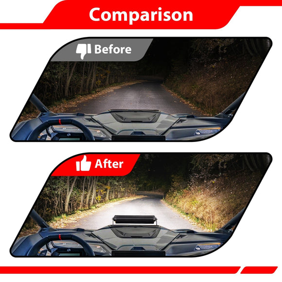 2024 - 2026 Can Am Maverick R / 2025 - 2026 Maverick R Max White UTV 12" Single - row Straight Hood Light Bar Kit - WeiSen - 8011200201