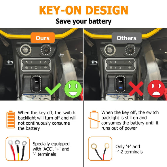 2024+ Maverick R / Maverick R Plug&Play UTV Key - on Horn Kit with 2Pcs 105db Horn Spst Rocker Switch - WeiSen - 80206034
