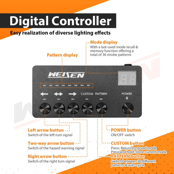 2Pcs 15.7 Inch Universal Interior Windscreen 144LEDs Amber White Emergency Hazard Warning Strobe Light - WeiSen - 70207015