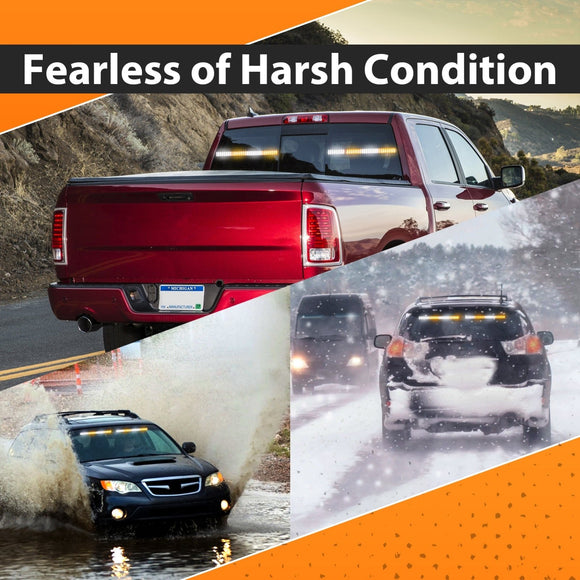 2Pcs 15.7 Inch Universal Interior Windscreen 144LEDs Amber White Emergency Hazard Warning Strobe Light - WeiSen - 70207015