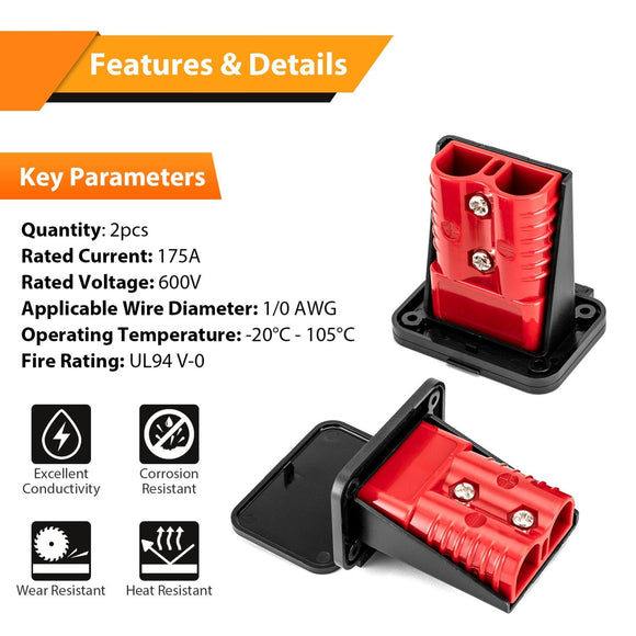 2pcs 175A Battery Cable Quick Connect/ Disconnect Electrical Connector Plug Kit for 1/0 Gauge Cable - WeiSen - 80310046