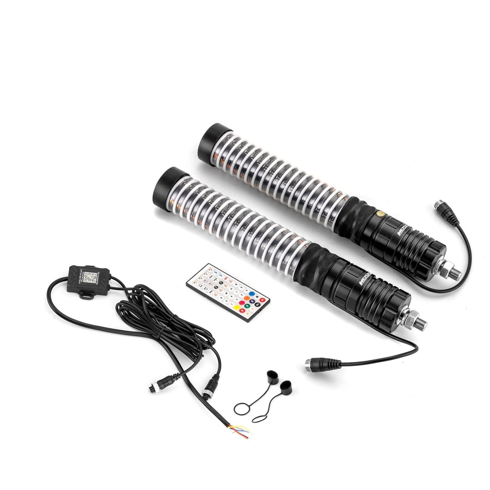 2pcs 1FT Fat COB RGB Whip Lights Spiral RGB Chasing Lighted Antenna Whips Fit UTV ATV Boats - WeiSen - 80204015