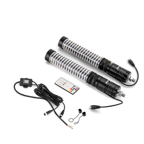 2pcs 1FT Fat COB RGB Whip Lights Spiral RGB Chasing Lighted Antenna Whips Fit UTV ATV Boats - WeiSen - 80204015