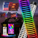2pcs 2FT Fat COB RGB Whip Lights Spiral RGB Chasing Lighted Antenna Whips w/ Flags Fit UTV ATV Boats - WeiSen - 80204016