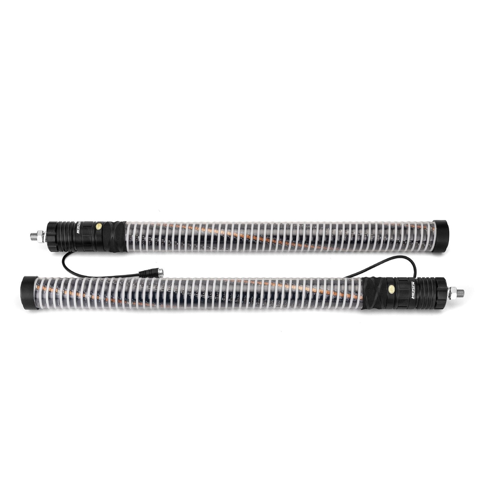 2pcs 2FT Fat COB RGB Whip Lights Spiral RGB Chasing Lighted Antenna Whips w/ Flags Fit UTV ATV Boats - WeiSen - 80204016