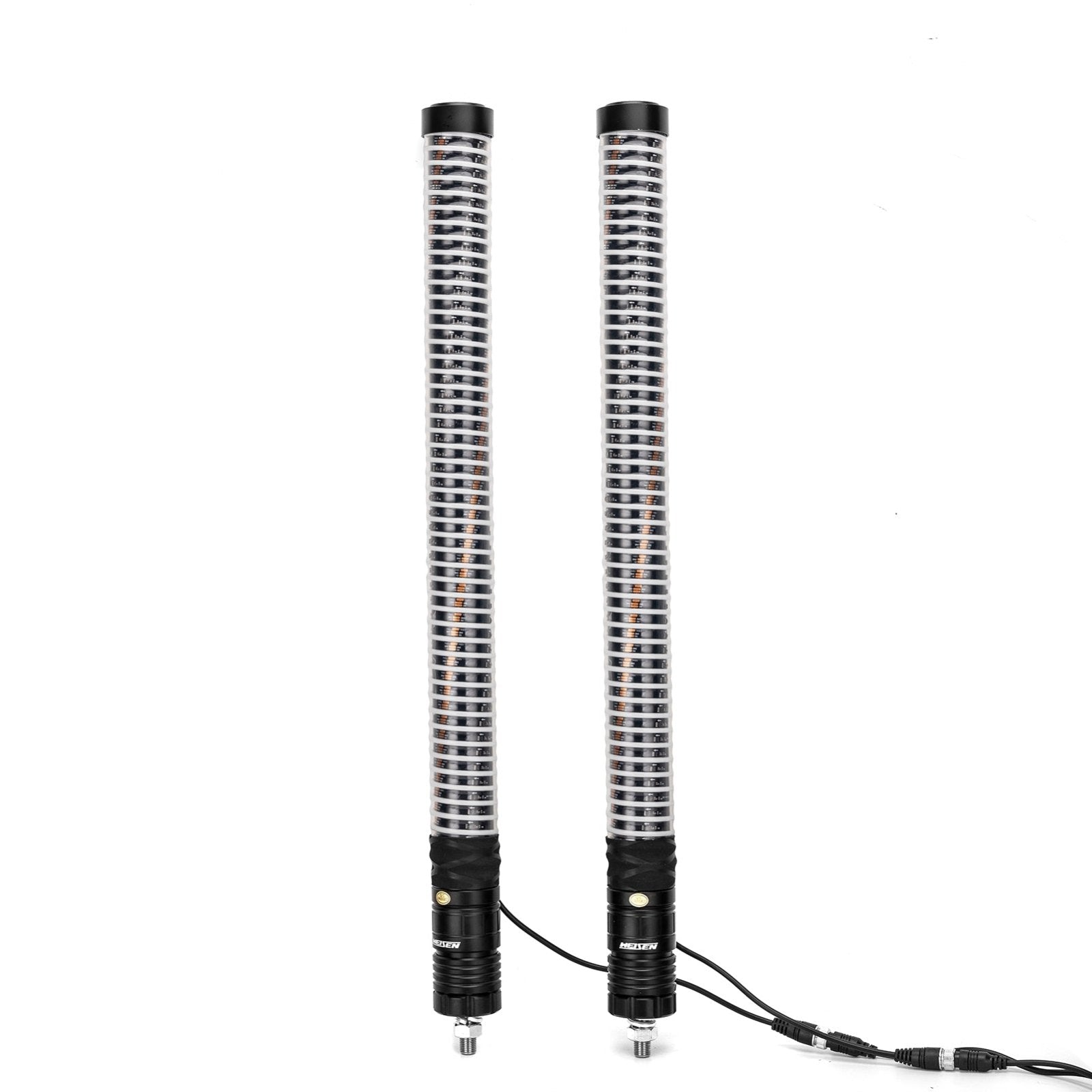 2pcs 2FT Fat COB RGB Whip Lights Spiral RGB Chasing Lighted Antenna Whips w/ Flags Fit UTV ATV Boats - WeiSen - 80204016
