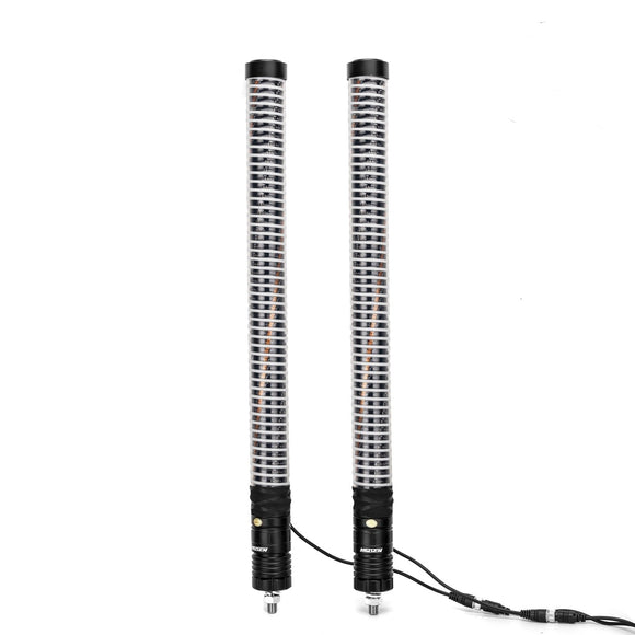 2pcs 2FT Fat COB RGB Whip Lights Spiral RGB Chasing Lighted Antenna Whips w/ Flags Fit UTV ATV Boats - WeiSen - 80204016